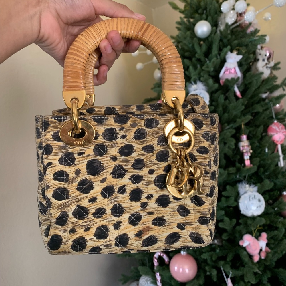 Authentic Mini Lady Dior Printed Cannage Quilt Bag with STRAP